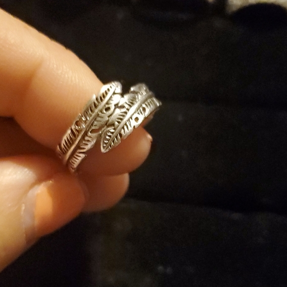 "Feather" Jewelry - 🐺Sterling silver feather band ring